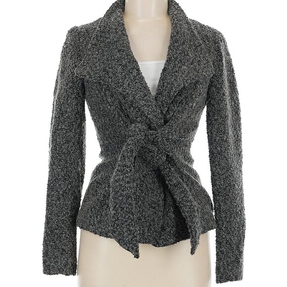 Zara Basics Jackets & Blazers - Gorgeous Zara Basics Gray Tie Front Boucle Jacket Perfect for Fall